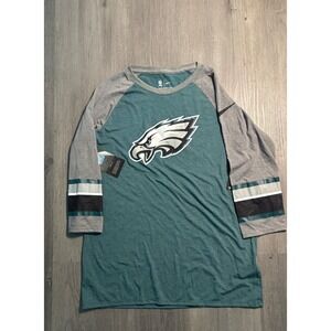 Nike Raglan Tee Womens Medium Teal Philadelphia Eagles NFL 3/4 Sleeve